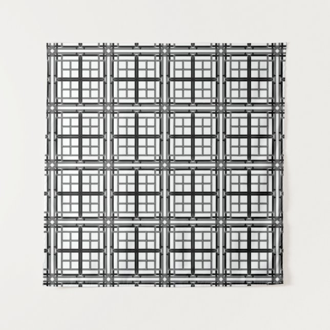 3D gray geometric abstract pattern background.3d b Tapestry (Front)