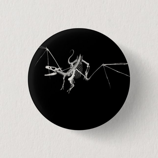 3D Halftone Flying Dragon Skeleton 2 3 Cm Round Badge (Front)