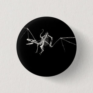 3D Halftone Flying Dragon Skeleton 2 3 Cm Round Badge