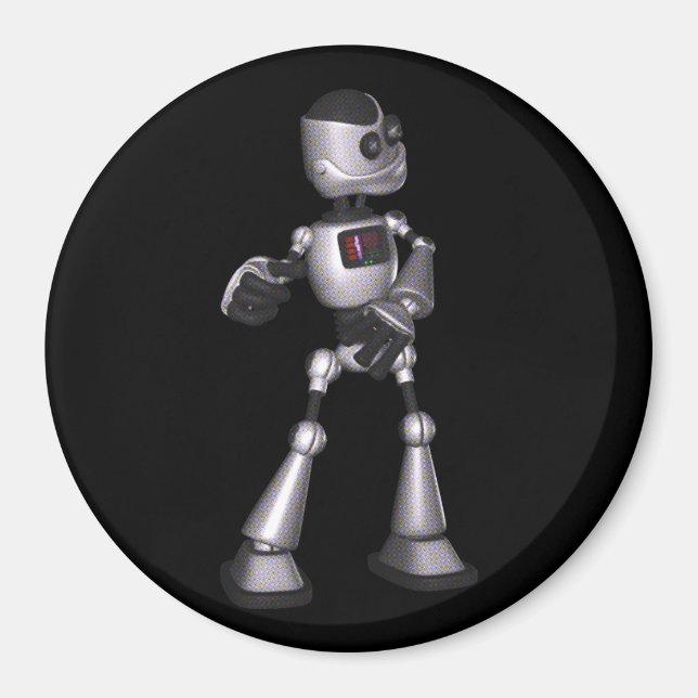 ♪♫♪ 3D Halftone Sci-Fi Robot Guy Dancing Magnet (Front)