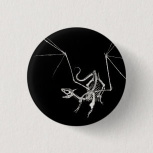 3D Halftone Skeleton Dragon 4 3 Cm Round Badge