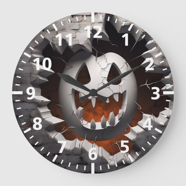 3D Halloween Ghost Cracked Hole Large Clock (Front)