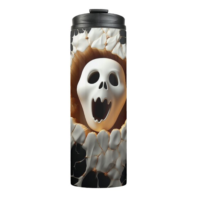 3D Halloween Ghost Cracked Hole Thermal Tumbler (Front)