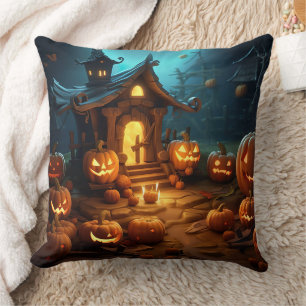 3d Halloween Pumpkin Haunted house Cushion