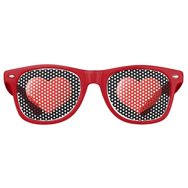 3D Heart Icon Retro Sunglasses (Front)