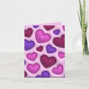 3D Heart Pattern – Pink Romantic Greeting Card