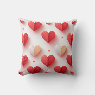 3D Hearts Print Cushion