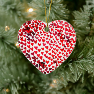 3D Hearts Valentines Day graphic Ceramic Tree Decoration