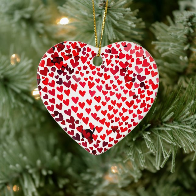 3D Hearts Valentines Day graphic Ceramic Tree Decoration (Tree)