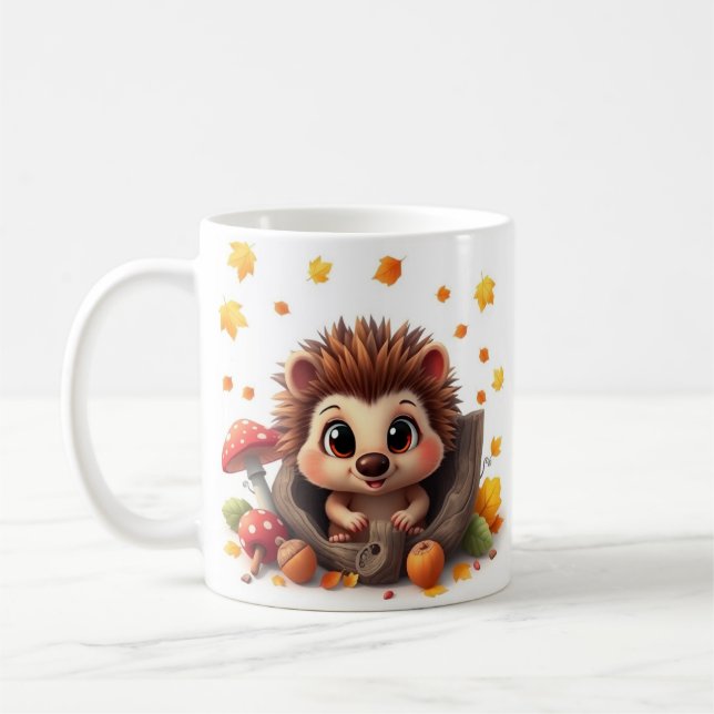 3D Hedgehog Hole In A Wall Mug Wrap (Left)
