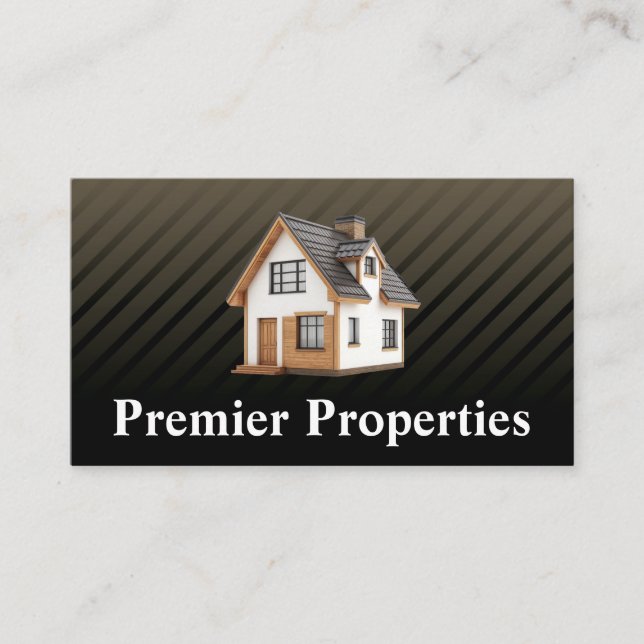 3D Home Graphic | Real Estate Properties Business Card (Front)