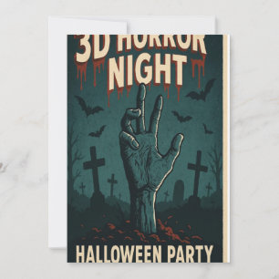 3D Horror Night Halloween Party Poster Invitation