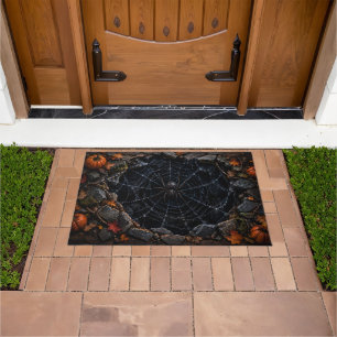 3D Illusion Giant Spider Web Halloween Doormat