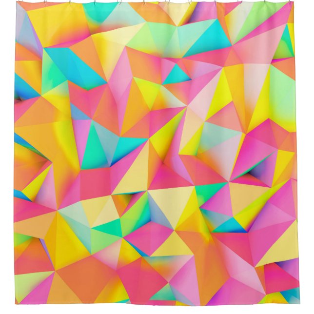 3D Illustration - Colourful low poly texture3d,abs Shower Curtain (Front)