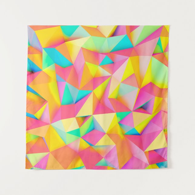 3D Illustration - Colourful low poly texture3d,abs Tapestry (Front)