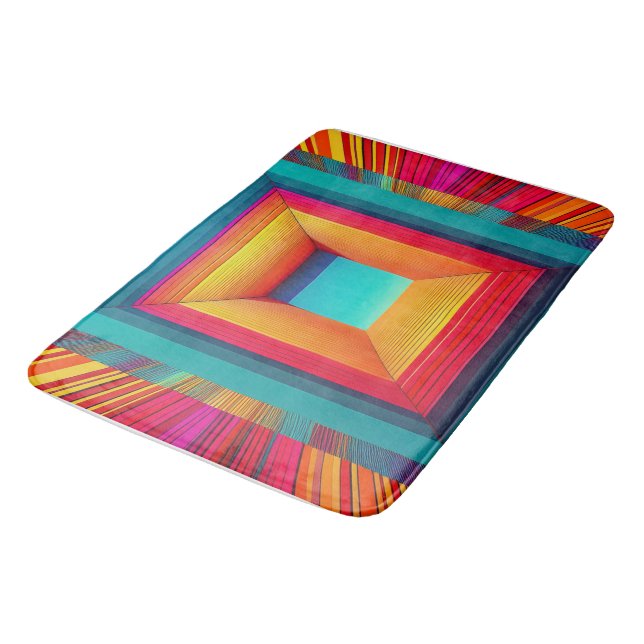 3D Infinite Geometric Neon Bath Mat (Angled)
