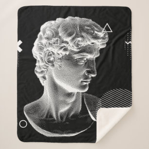 3D ing of Michelangelo's David head in pixel art 8 Sherpa Blanket