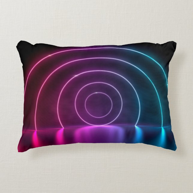 3d ing of ultraviolet circle portal glowing lines  decorative cushion (Front)