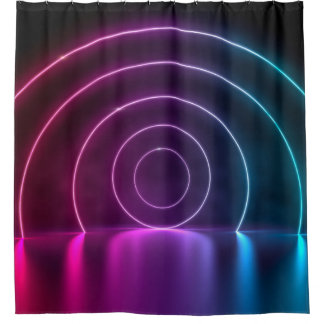 3d ing of ultraviolet circle portal glowing lines  shower curtain