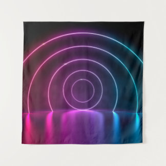3d ing of ultraviolet circle portal glowing lines  tapestry