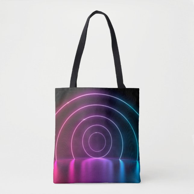 3d ing of ultraviolet circle portal glowing lines  tote bag (Front)