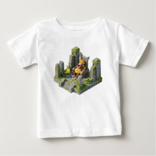 3D Isometric Monkey King Yawning on Ancient Stone Baby T-Shirt