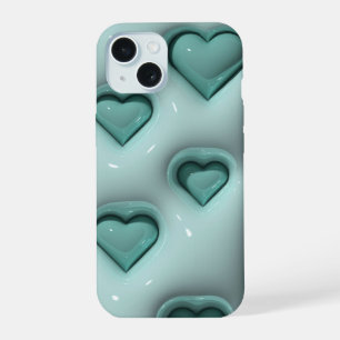 3D Jelly Pastel Teal Heart Aesthetic Phone Case