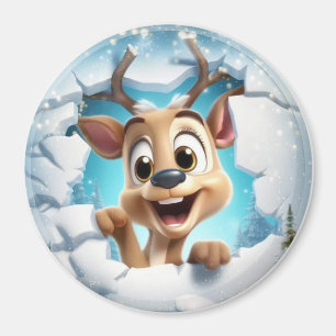 3D Jolly Reindeer Magnet