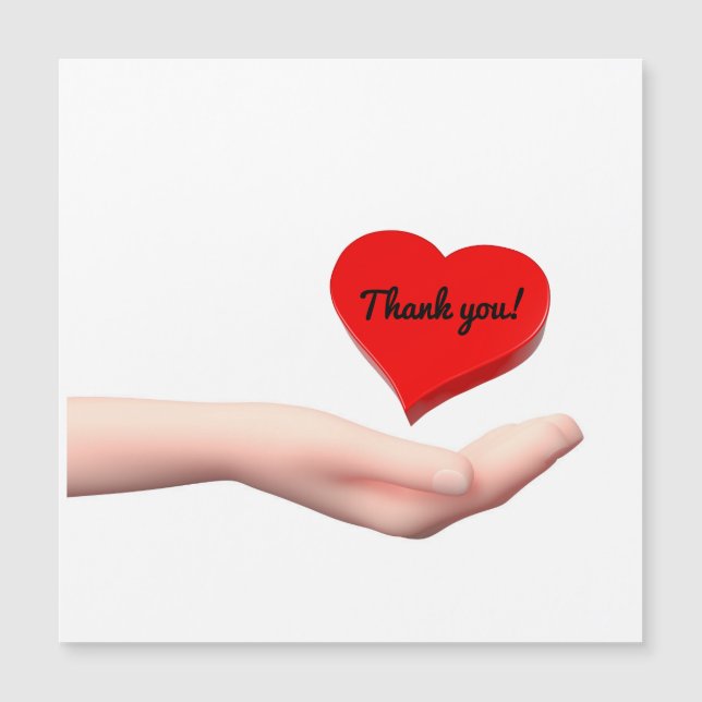3D kid's hand holding thank you's heart (Front)