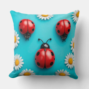 🐞 3D Ladybug Trio Scene For Kids Room Decor 🐞 Cushion