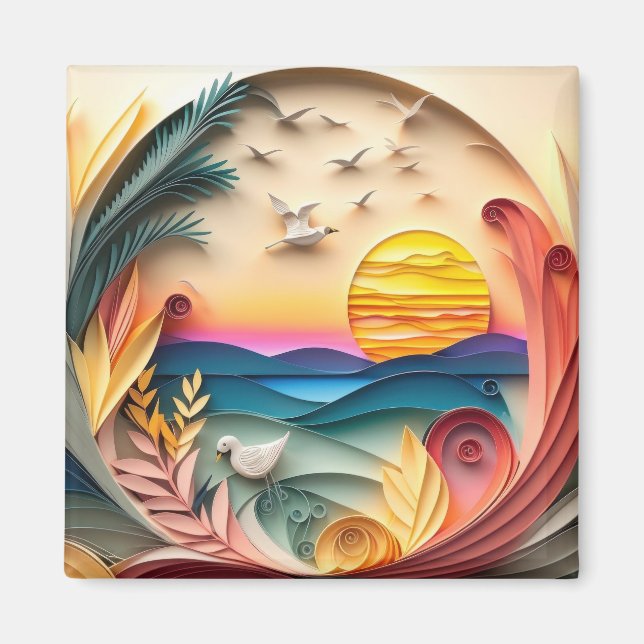 3D Lake Scene Magnet (Front)