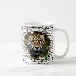3D Leopard Wall Break Art – Realistic Safari Coffee Mug