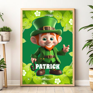 3D Leprechaun St. Patrick's Day Personalised Kids Poster