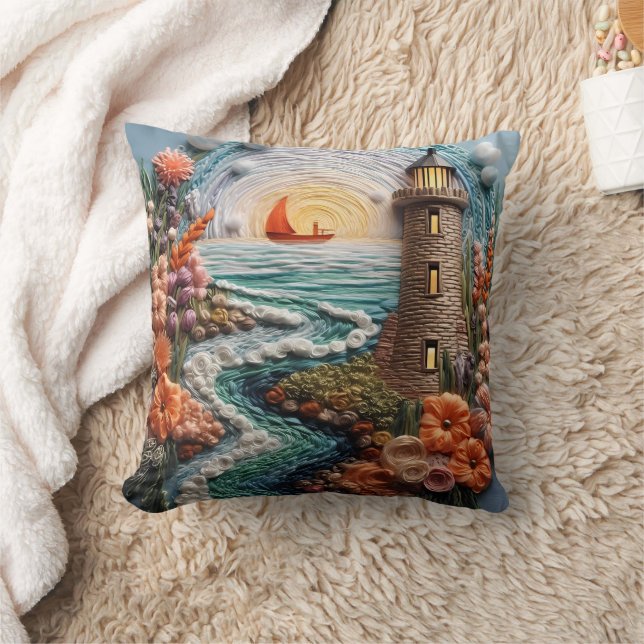 3D Lighthouse Scene Cushion (Blanket)