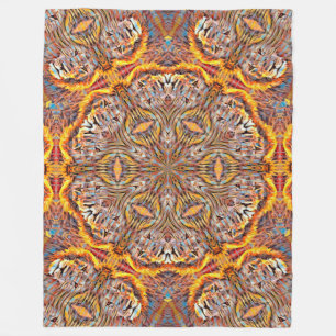 3D Lion Optical Illusion Geometric Mandala Fleece Blanket