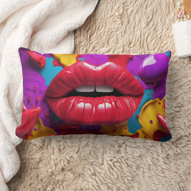 3D Lips Abstract - Lumbar Cushion (Blanket)