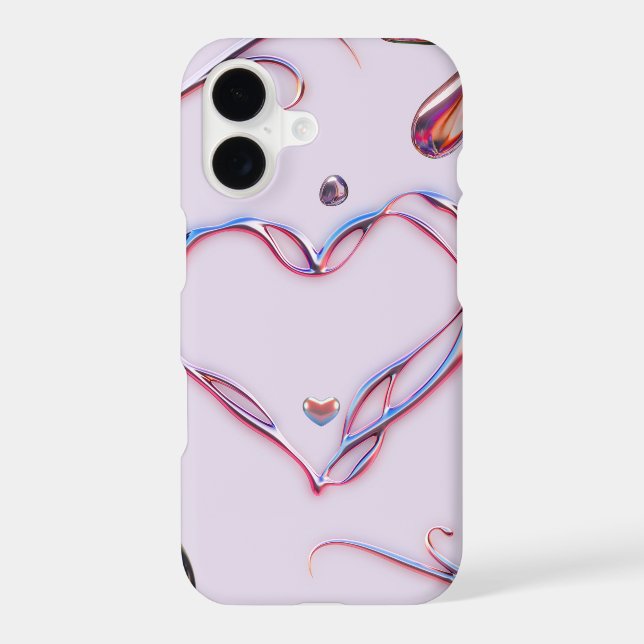 3D Liquid Chrome Heart Pink Blue (Back)