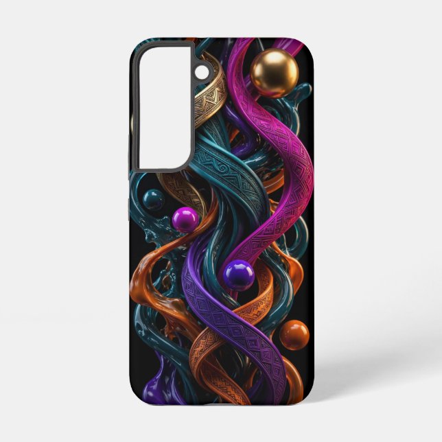 3D Liquid Gold Teal Magenta iPhone Case (Back)