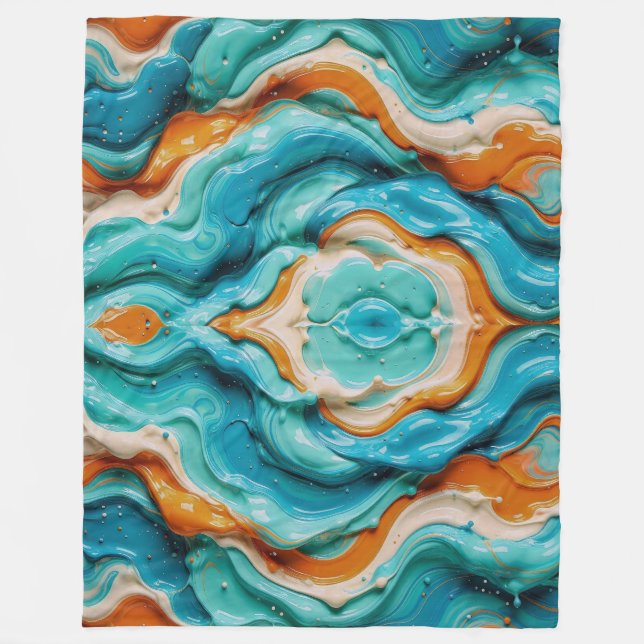 3D Liquid Swirl Abstract Glass - Modern Psychedeli Fleece Blanket (Front)