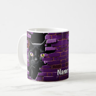 3D Look Printed Wall Breakout Black Cat Coffee Mug