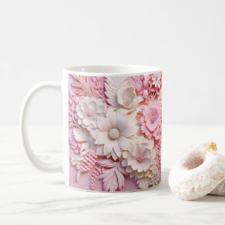 3D Looking Printed Pink Flowers Coffee Mug