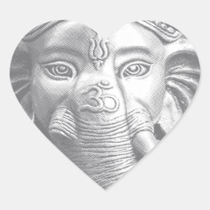 3d Lord Ganesha - Om Heart Sticker
