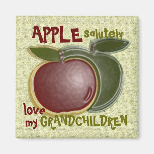 3D Love my Grandchildren (shiny apples) Magnet