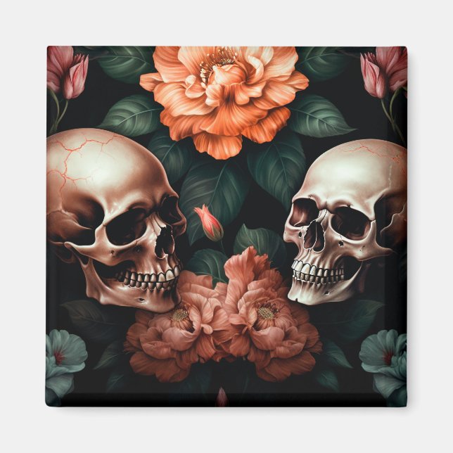 3D Lovers Skull Magnet (Front)