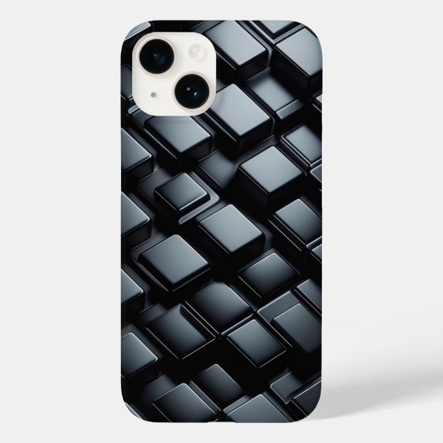 3D Luxury Black Metallic Phone Case - Sleek Dark  (Back)