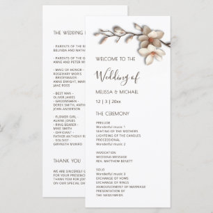 3D Magnolia Flowers Wedding Programme