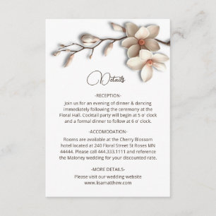 3D Magnolia Flowers White Details Enclosure Card