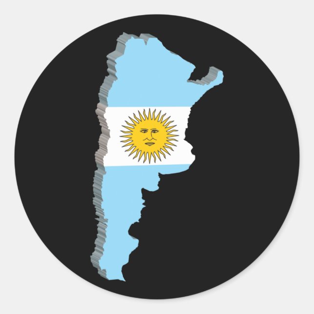 3D Map Of Argentina Classic Round Sticker (Front)