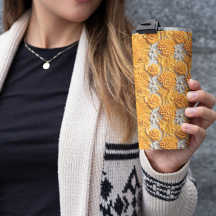 3D Marigold Floral Thermal Tumbler