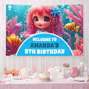 3D Mermaid Under the Sea Birthday Party Banner